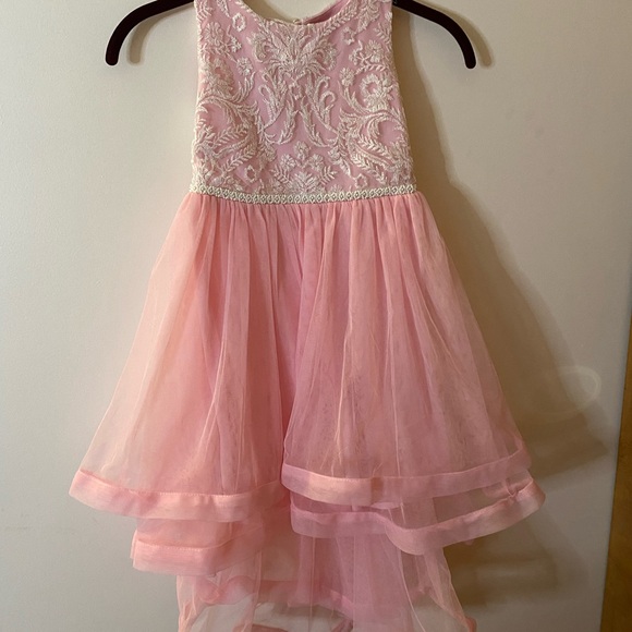 Speechless Kids Girls beautiful sparkling lace pink floral Hi-Low Dress size 5 - Picture 2 of 13